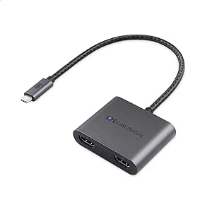 Cable Matters 8K or Dual 4K @60Hz USB-C to HDMI Adapter (USB C to Dual HDMI Adapter) in Gray – Thunderbolt 4 and USB4 Port Compatible (macOS only Supports one Extended Display)