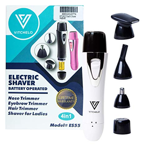 VITCHELO Upper Lip Facial Hair Removal Electric Eyebrow Razor Nose Bikini Pubic Hair Trimmer for Women Ladies & Girls - Painless Cordless Wet Dry Face Shaver Conture Hair Remover for Legs & Underarms