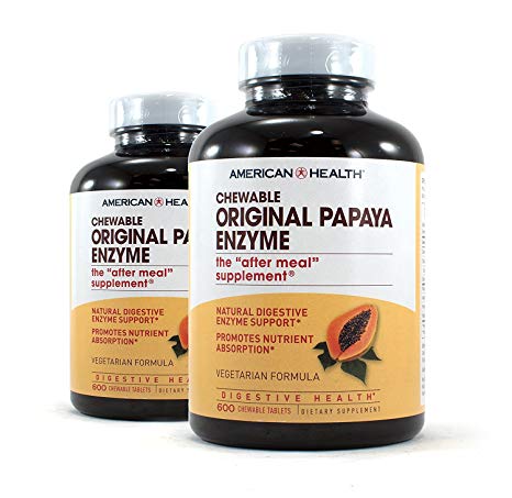 American Health Enzymes Chewable Original Papaya Enzyme 600 tablets - Pack of 2