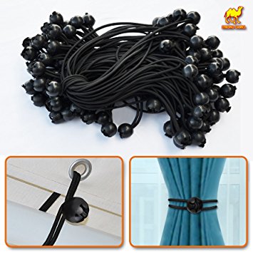 STRONG CAMEL Ball Bungees Cord Tarp Party Tent Tie Downs Bungee Canopy Gazebo Straps -9"-BLACK(100PCS)