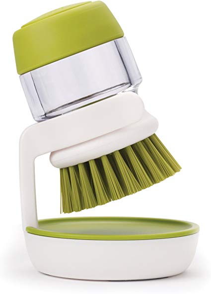 Joseph Joseph Palm Scrub Soap Dispensing Washing-Up Brush with Storage Stand - Green