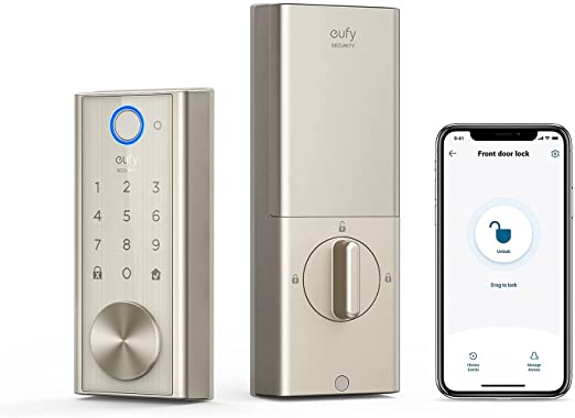 eufy security Smart Lock Touch & Wi-Fi, Fingerprint Scanner, Keyless Entry Door Lock, Smart Wi-Fi Lock, Bluetooth Electronic Deadbolt, Touchscreen Keypad, BHMA Certified, IP65 Weatherproofing