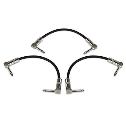 Professional Noiseless Effect pedal Cables with Right Angle Plugs (3-Pack)