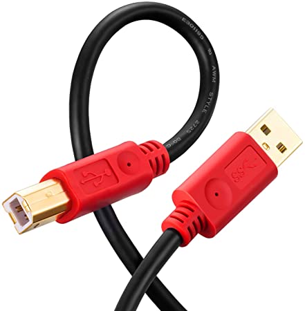 Printer Cable 25Feet, Uperatre USB Printer Cable 25Ft USB 2.0 Type A Male to Type B Male Printer Scanner Cable for HP, Canon, Lexmark, Epson, Dell, Xerox, Samsung and More (Red)
