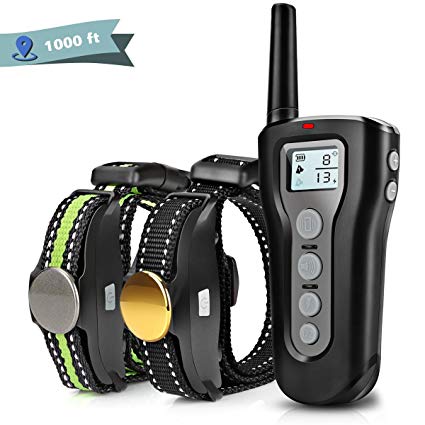 Boniten Dog Training Collar with Remote for 2 Dogs, 100% Waterproof Rechargeable Shock Collar with Beep/Vibration/Electric Shock Modes for Medium Large Dogs(10-100 lbs)[2018 Upgraded]