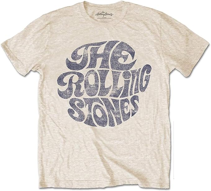 Rolling Stones Men's Vintage 70's Logo Short Sleeve T-Shirt Beige