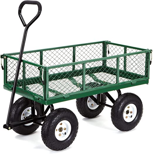 Gorilla Carts GOR400-COM Steel Garden Cart with Removable Sides, 400-lbs. Capacity, Green (Renewed)