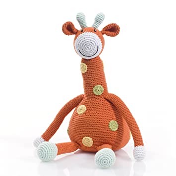 Pebble | Handmade Giraffe Stuffed Animal—Orange | Crochet | Fair Trade | Pretend | Imaginative Play | Safari | Kids Toy | Machine Washable