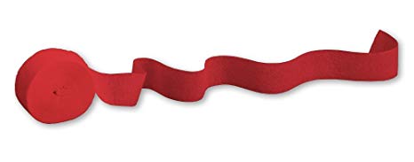 Creative Converting Touch of Color Crepe Paper Streamer Roll, 500-Feet, Classic Red - 0761031