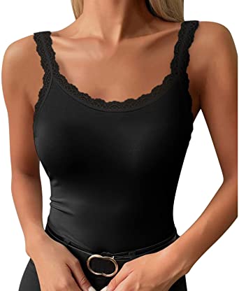 Hemlock Women Lace Print Camisole Sexy V Neck Tank Tops Spaghetti Strap Camis Blouse Slim Beach Vest Summer Tops