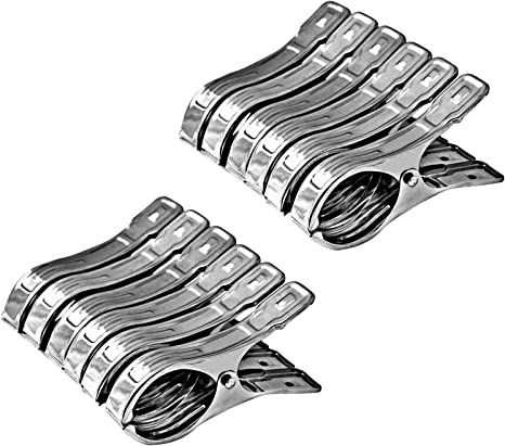 Vicloon 12 Pcs Stainless Steel Beach Towel Clips, Wind Resistant, for Heavy Clothing and Washing, Silver