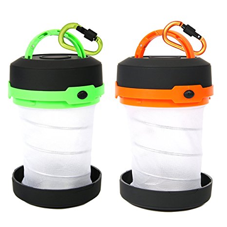 Camping Lantern Collapsible, 2 Pack Portable Pop Up LED Camping Flashlights with D-ring Key Chain Clip for Fishing, Hiking, Emergency and Outdoor Adventures