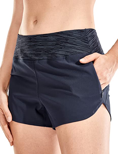 CRZ YOGA Women's Quick Dry Athletic Shorts Elastic Waist Workout Running Yoga Shorts-3 Inches