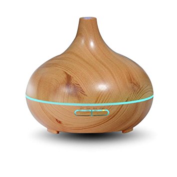 ODGear 300 ml Wood Aroma Humidifier, Essential Oil Diffuser , Household Air Purifier SPA, Ultrasonic Aroma Humidifier with 7 LED Color Changing Lamps for Office, Home Living Room, Bedroom