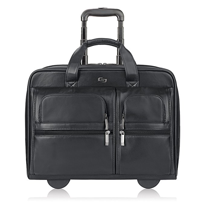 Solo Franklin Premium Leather 15.6 Inch Rolling Laptop Case
