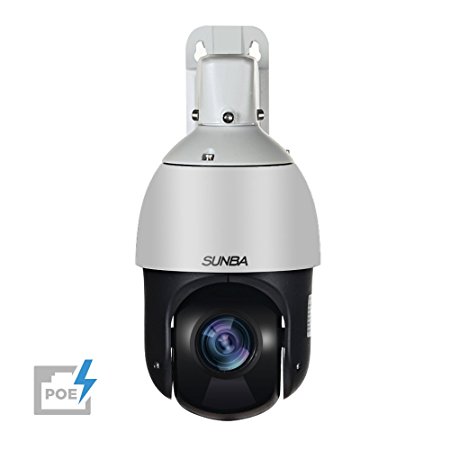 SUNBA PoE  Mini High Speed IP 1080p PTZ Security Camera, 20X Optical Zoom, Auto-Focus, Outdoor, 328ft Night Vision (405-D20X)
