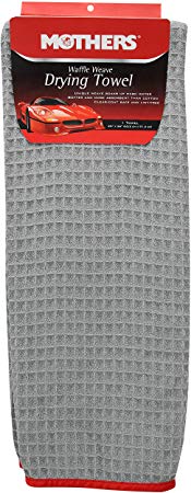 Mothers 156601 Grey Microfiber Waffle Weave Drying Towel-25 Inch x 36 Inch