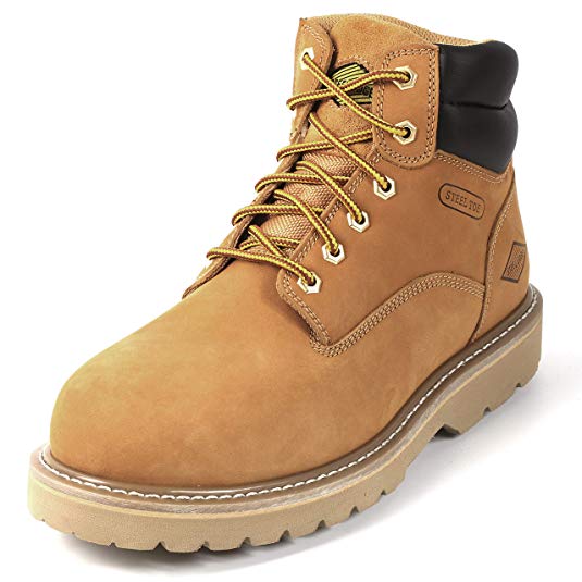 Steel Toe Work Boots for Men 6" - Safety Shoes Slip Resistant & Electrical Hazard Work Boots