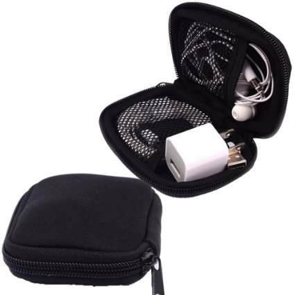 Black Universal Neoprene Zipper Headphone Headset Dock Charger Cable Organizer Electronics Accessories Case Various USB, Mp3, Charge, Cable organizer Pouch