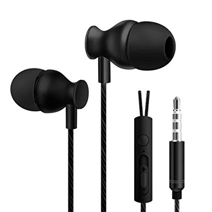 Livoty 3.5mm In Ear Stereo Headphone Headset Super Bass Music 360°Surround Sound Metal Earphone Earbuds (Black)