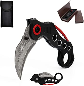 ALBATROSS Spring Assisted Opening Claw Knives, Karambit Knife Folding Pocket Knife for Men Women - Tactical Survival - Great for Camping Hiking