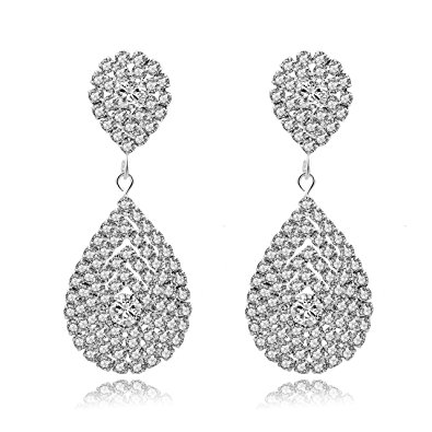 Choker Women Jewerly Fashion earrings Crystal Dangle 3D Silver Earring for Brides