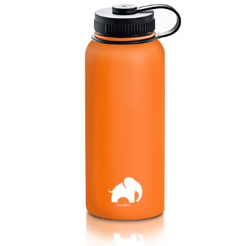 Stainless Steel Water Bottle By Cool Elephant - 32 oz Water Bottle - Insulated Thermo - Double Walled Wide Mouth Bottle - Leak & Sweat Proof Bottle - Non-Toxic BPA Free - Cold/Hot Drinks For 12 Hours ...