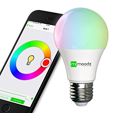 Mimoodz Bluetooth Smart LED Light Bulb iPhone Controlled Dimmable Multicolored Color Changing Party Light Works Only with iPhone iPad iPod Touch
