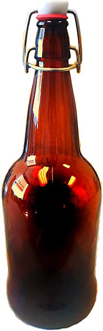Swing Top Bottles - High Quality- by E.Z.Cap | Amazing for Beer and Kombucha Brewing - 1L - 6 Pack - Amber