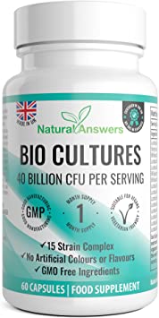 Vegan Bio Cultures Complex - 40 Billion CFU Vegan Capsules with 15 Bacteria Strains per Serving - Max Strength & Potency Capsules - Made in The UK
