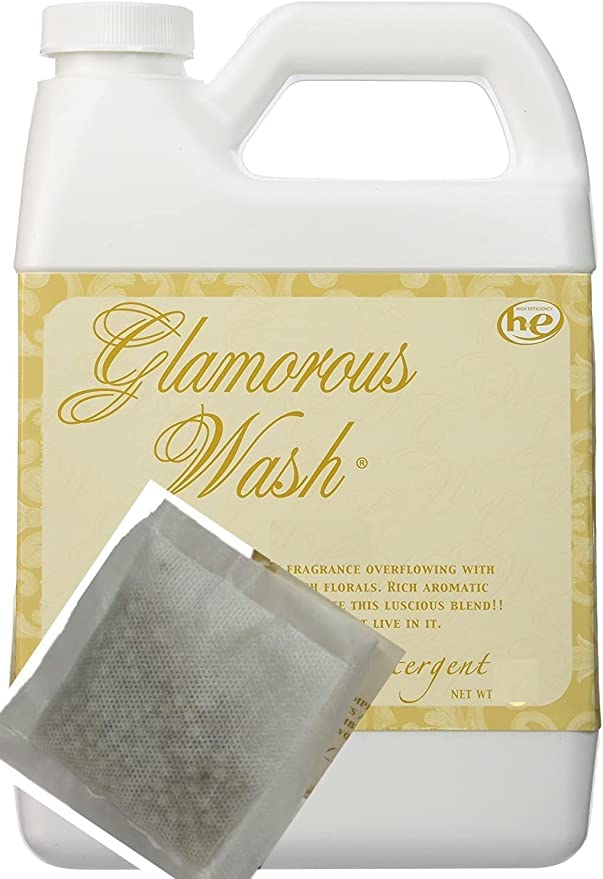 Tyler Candle Glamorous Wash Diva Half Gallon (128 OZ) Laundry Detergent/with Glamorous Sachet Single Pouch