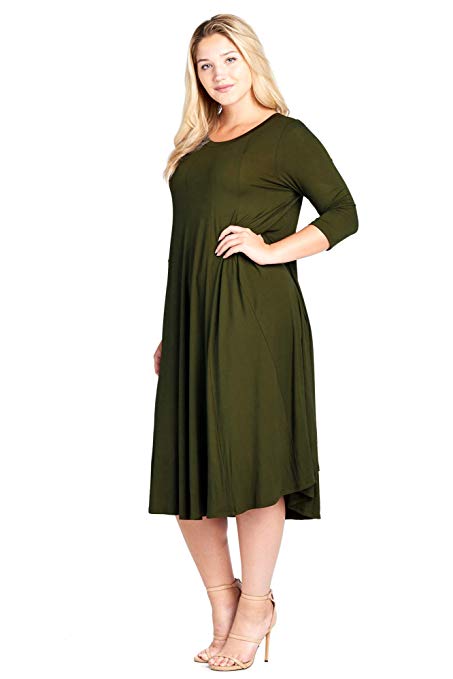 Modern Kiwi Women's Plus Size Long Sleeve Flowy Maxi Dress (1X-4X)