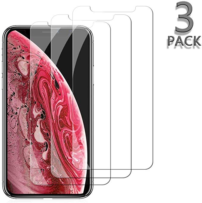 [3pack] TicTacTechs Screen Protector Compatible with iPhone Xs Max,Clear HD Tempered Glass Screen Protector Anti-Scratch 2.5 D Curved Edge 6.5 Inch with 99% Touch Accurate (Clear) a2