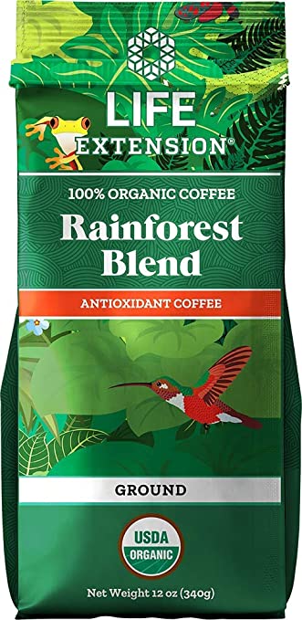 Life Extension Rainforest Blend (Ground) Coffee, Natural, 12 Ounce