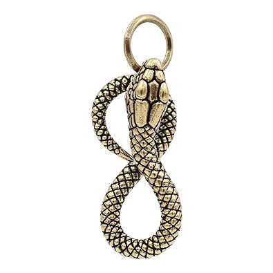 Real Sic - Brass Animal Keychains - Zodiac, Occult & Favorite Animal Good Luck Charm Key Rings for Key Fobs, Bags, Purses & Gifting (Infinity Snake)