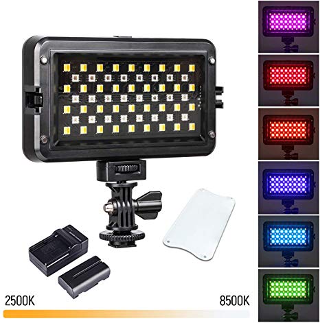 Led Video Light for Camera,Dimmable RB10 RGB Camera/Camcorder Video Light with Battery and Charger 2500-8500K CRI≥95 Multi-Color Lighting Effect Adjustable