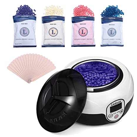 Electric Waxing kit, Wax Warmer for Hair Removal, Liaboe Wax Heater Melting Pot with Screen for Body Hair Removing Waxing Kit Machine with 4 Bags Hard Wax Beans and 20 Pcs Wax Applicator Sticks