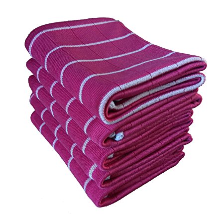 Gryeer Kitchen Dish Towels, 5 Pack - Bamboo and Microfiber with Classic Stripe Design -16" x 20" - Great for Cooking in Kitchen, Household Cleaning, Bathroom and Garage