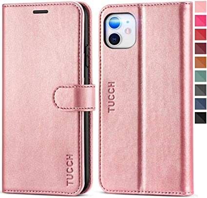 TUCCH iPhone 11 Case, iPhone 11 Wallet Case with [TPU Shockproof Inner Shell], PU Leather RFID Blocking Credit Card Holder Magnetic Stand Flip Cover Compatible with iPhone 11 2019 6.1 inch, Rose Gold
