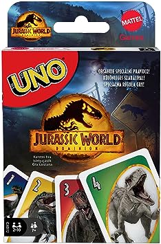 UNO Jurassic World Dominion Card Game with Themed Deck & Special Rule, Gift for Kid, Adult & Family Game Nights, Ages 7 Years Old & Up