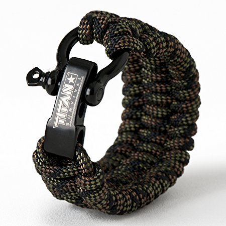 TITAN Paracord Survival Bracelet | Made with Patented SurvivorCord (550 paracord, fishing line, snare wire, and waxed jute for fires). FREE eBooks Included.