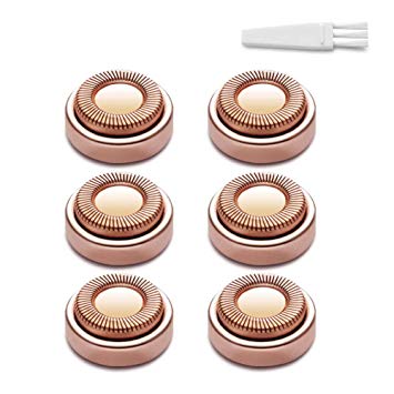 Facial Hair Remover Replacement Heads, Hair Removal Replacing Blades for Upper Lip Chin Cheeks Sideburns, Electronic Shaver Head Cutter Replacement with 18K Gold-Plated Blade Cover 6 PCS