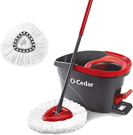 O-Cedar Easywring Microfiber Spin Mop & Bucket Floor Cleaning System with 1 Extra Refill