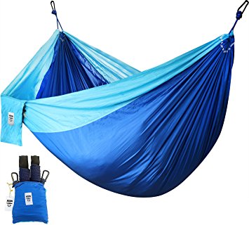 Supreme Nylon Hammock- Supports Up To Two People or 400 LBS - Porch, Backyard, Indoor, Camping - Durable, Ultralight Material for Strength & Comfort with Hanging Straps - Utopia Home