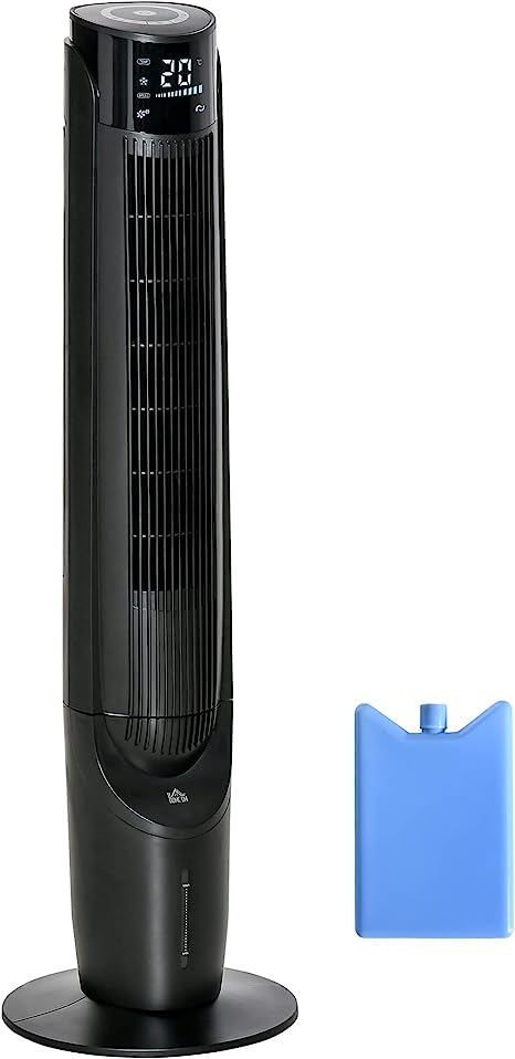 HOMCOM Ventilateur colonne rafraichisseur d'air 2 en 1 - ventilateur tour - 4 modes 3 vitesses, télécommande, minuterie, oscillant - noir