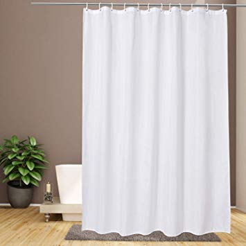EurCross 72 x 76inch Shower Curtain for Bathroom, Easy Care Machine Washable Fabric Solid White Shower Curtain Liner 76 inch Long