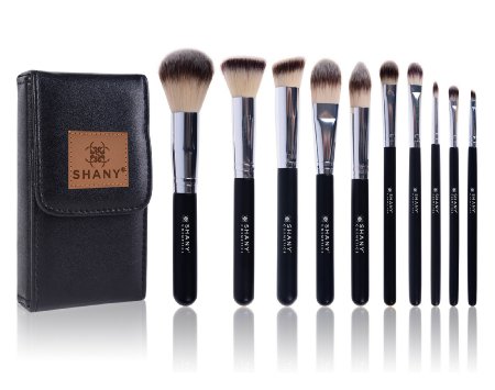 SHANY Ombre Pro 10 Piece Essential Brush Set with Travel Pouch, Black