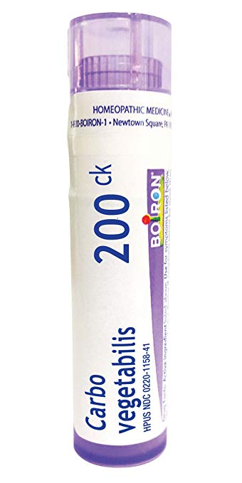 Boiron Carbo Vegetabilis 200CK, 80 Pellets, Homeopathic Medicine for Bloating and Gas