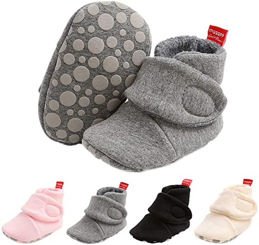 Isbasic Newborn Infant Baby Boys Girls Warm Cozy Cotton Winter Booties Toddler Non-Slip Soft Sole Slippers Socks Crib Shoes