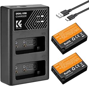 K&F Concept LP-E17 Battery and Dual USB Charger Set for Canon EOS R10, R8, R50, Rebel T8i, T7i, T6i, T6s, SL2, SL3, EOS M3, M5, M6, EOS 200D, 77D, 750D, 760D, 800D, 8000D